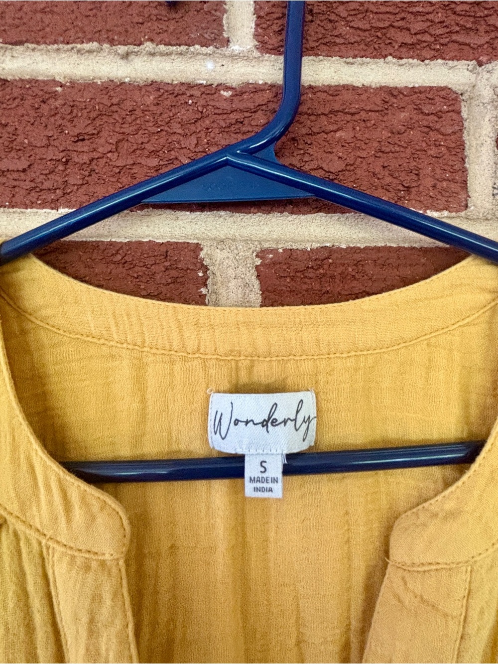 Wonderly: Made In India Short-Sleeve Mustard Midi Dress Cotton Gauze - Picture 4 of 5